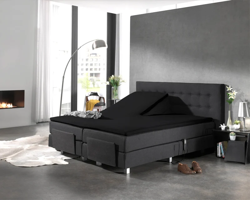 Split Topper Baumwolle Spannbettlaken Schwarz 160 x 210 cm
