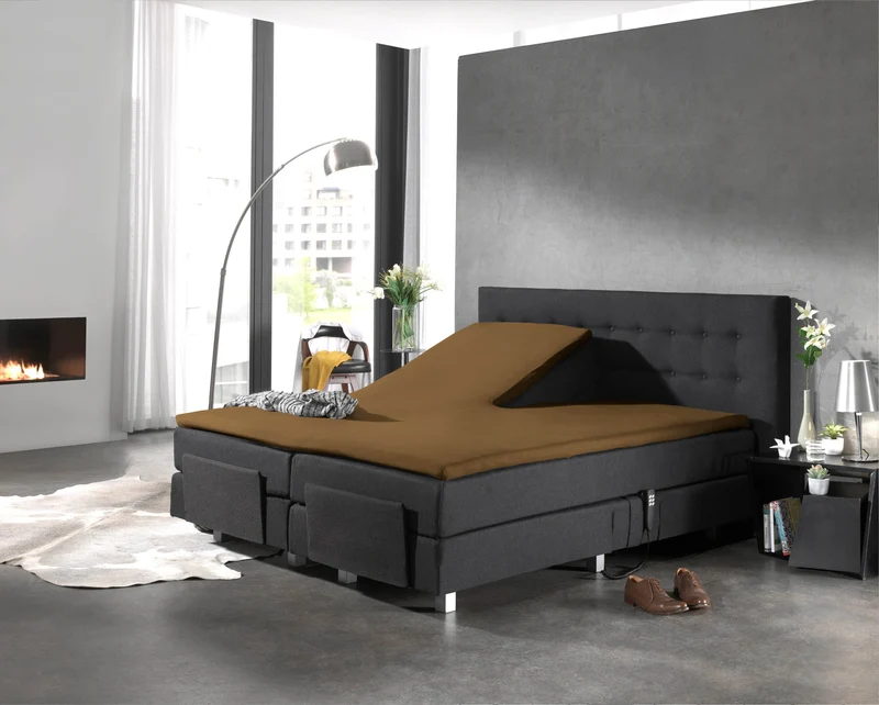Split Topper Baumwolle Spannbettlaken Taupe 180 x 210 cm