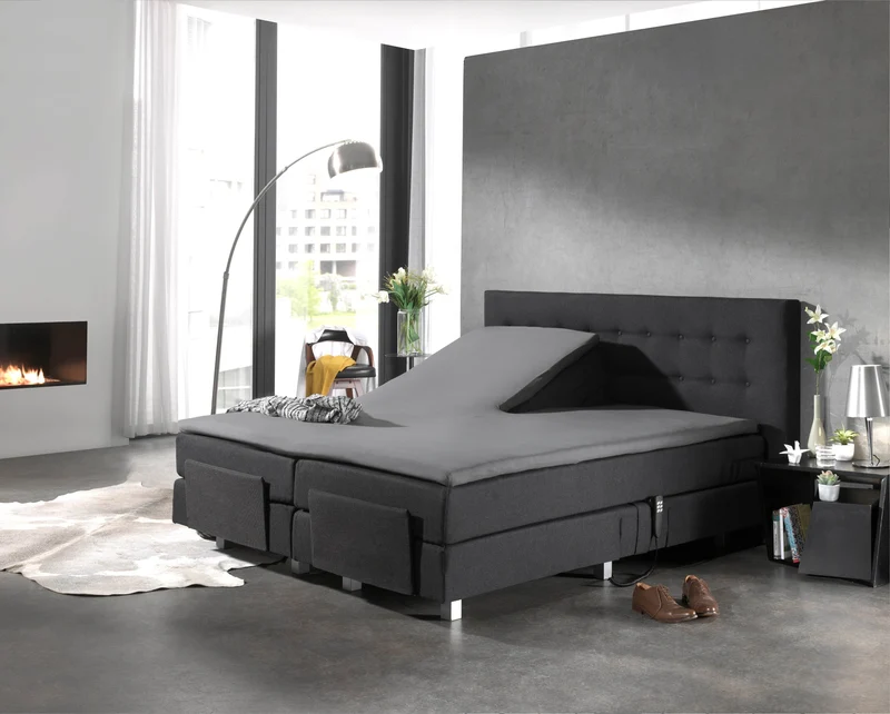 Split Topper Baumwolle Spannbettlaken Grau 140 x 200 cm