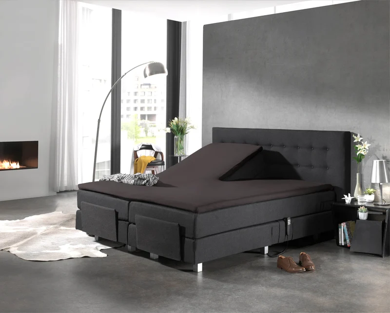 Split Topper Baumwolle Spannbettlaken Anthrazit 160 x 210 cm
