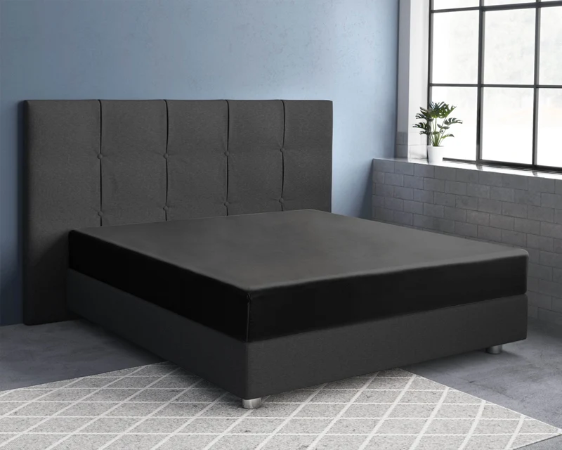 Satin Spannbettlaken Schwarz 160 x 200 cm