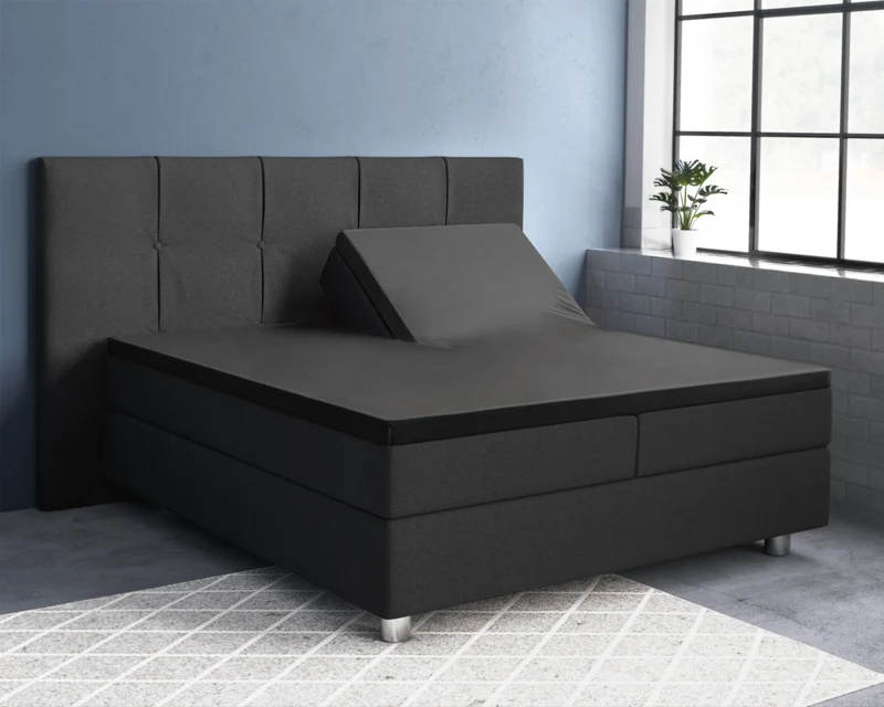 Split-Topper Satin Spannbettlaken Schwarz 180 x 220 cm