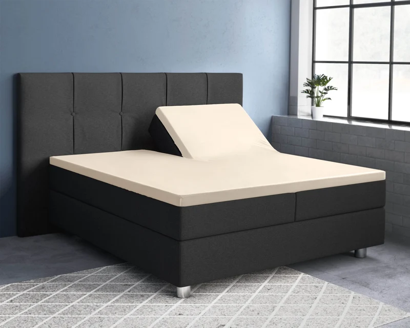 Split-Topper Satin Spannbettlaken Sand 180 x 200 cm