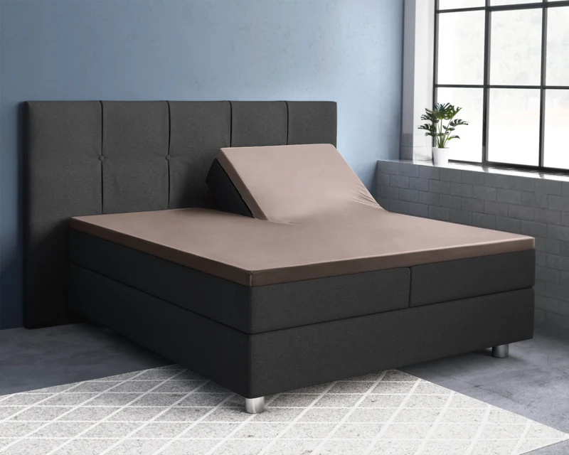 Split-Topper Satin Spannbettlaken Taupe 180 x 220 cm
