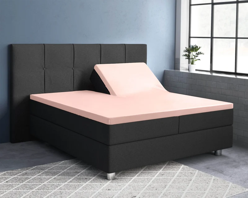 Split-Topper Satin Spannbettlaken Rose 180 x 220 cm