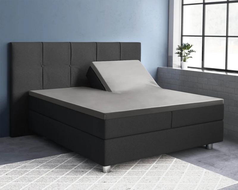Split-Topper Satin Spannbettlaken Grau 180 x 200 cm