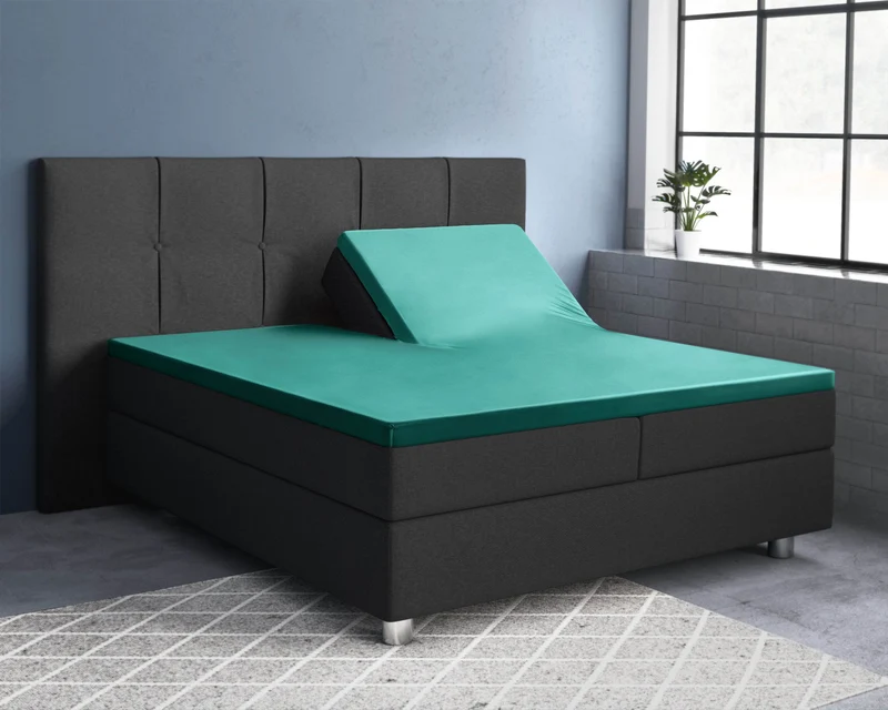 Split-Topper Satin Spannbettlaken Dunkelgrün 180 x 220 cm