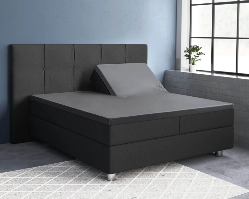 Split-Topper Satin Spannbettlaken Anthrazit 180 x 200 cm
