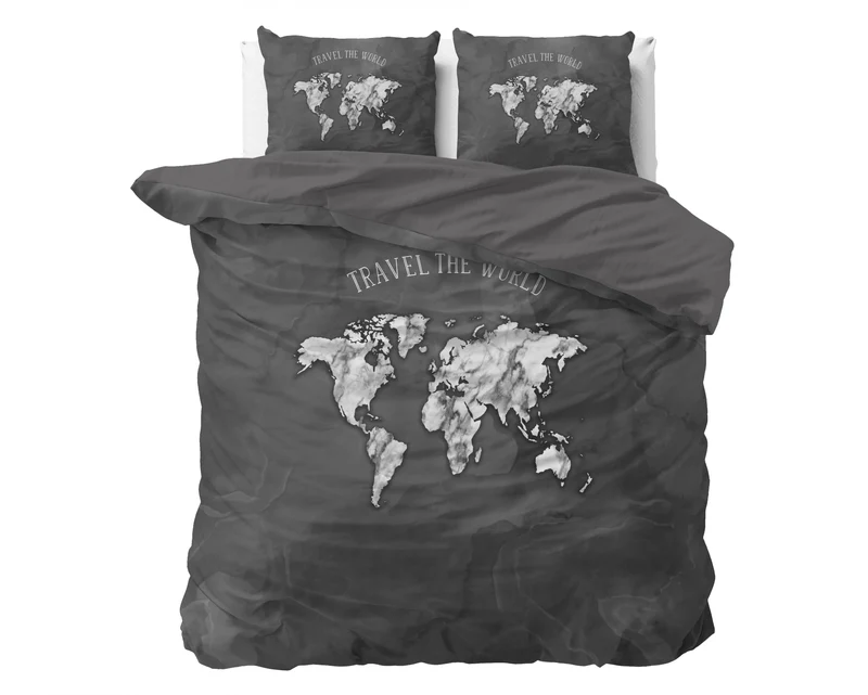 Bettbezug Marble World Anthrazit 240x220 cm