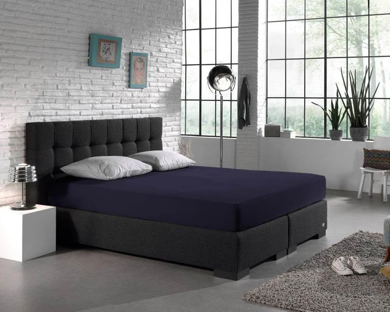 Doppelt Jersey 220 gr. Spannbettlaken Navy 190/200 x 220/230 cm