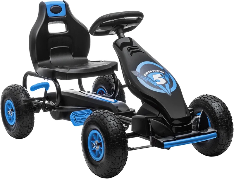 Kinder-Gokart, mit Pedalen, verstellbarem Sitz, In- und Outdoor, ab 5 Jahren, blau+schwarz
