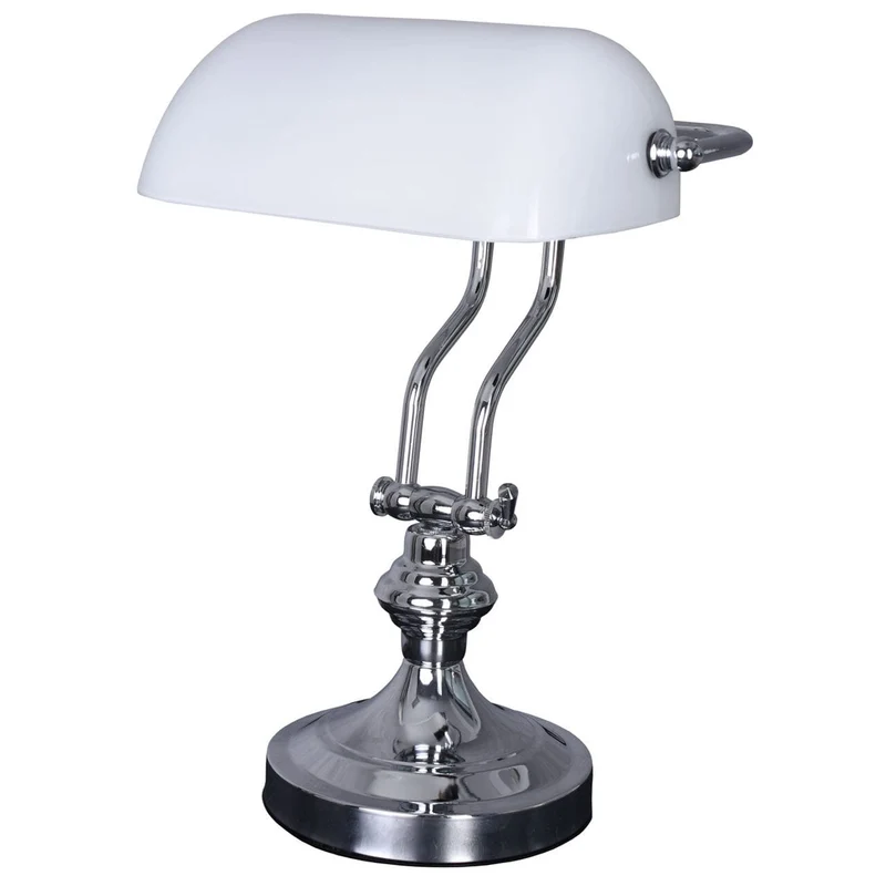 Bankerlampe Weiss Silber Anno 1900
