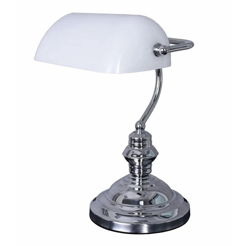 Schreibtischlampe Bankers Lamp Antik Stil Silber Weiss