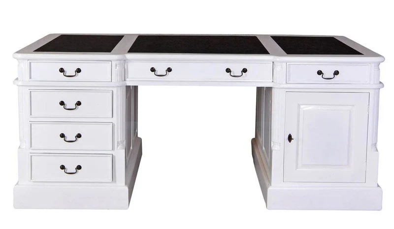 Vintage Partnerdesk Doppelschreibtisch Shabby Chic Weiss