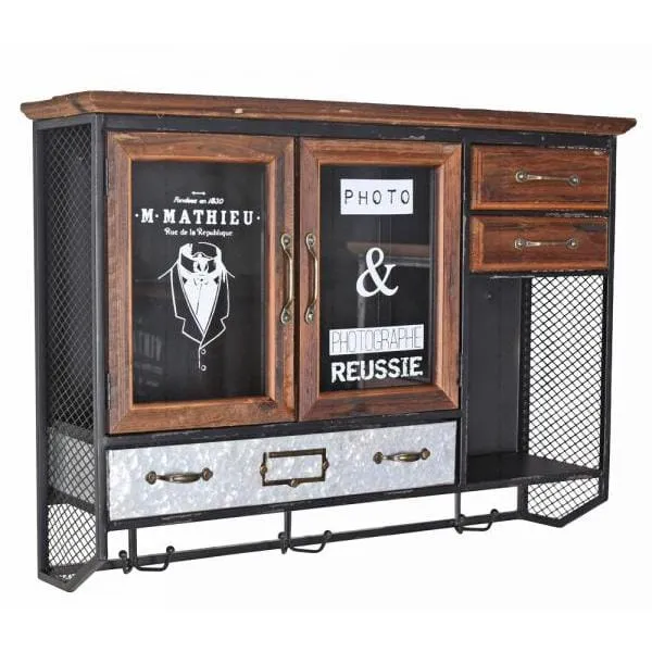 Wandschrank „VILLA SOFIA“ – Retro Hängevitrine aus Holz mit Glastüren