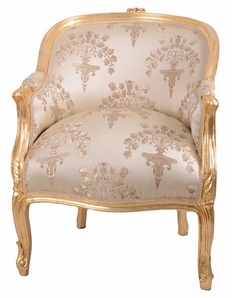 Sessel Antik Thron Barock Armlehnstuhl Rokoko gold