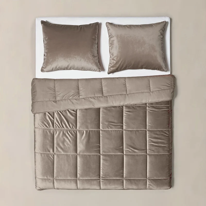 Lazy Velvet Bettdecke Taupe/Grau