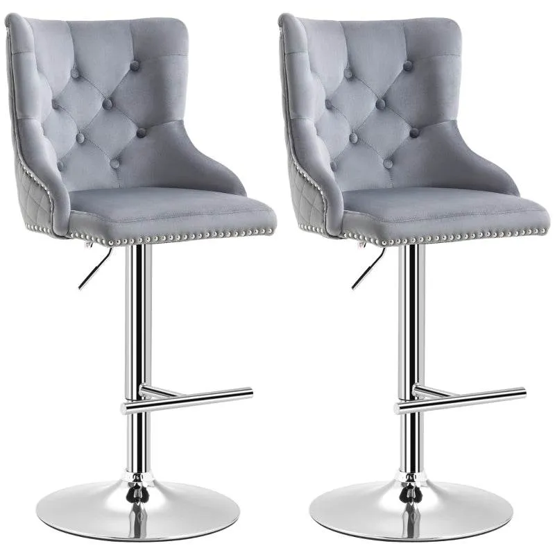 2er Set Barhocker höhenverstellbar Grau