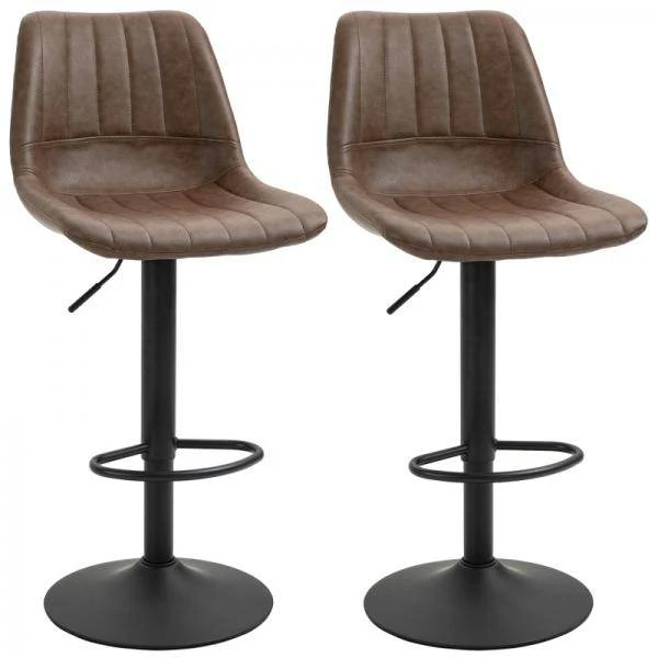 Barhocker 2er-Set im Retrodesign höhenverstellbar Braun