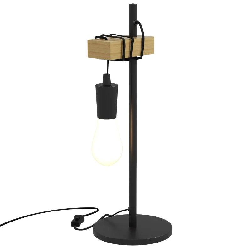 Tischlampe inkl. LED höhenverstellbar, schwarz+Holz