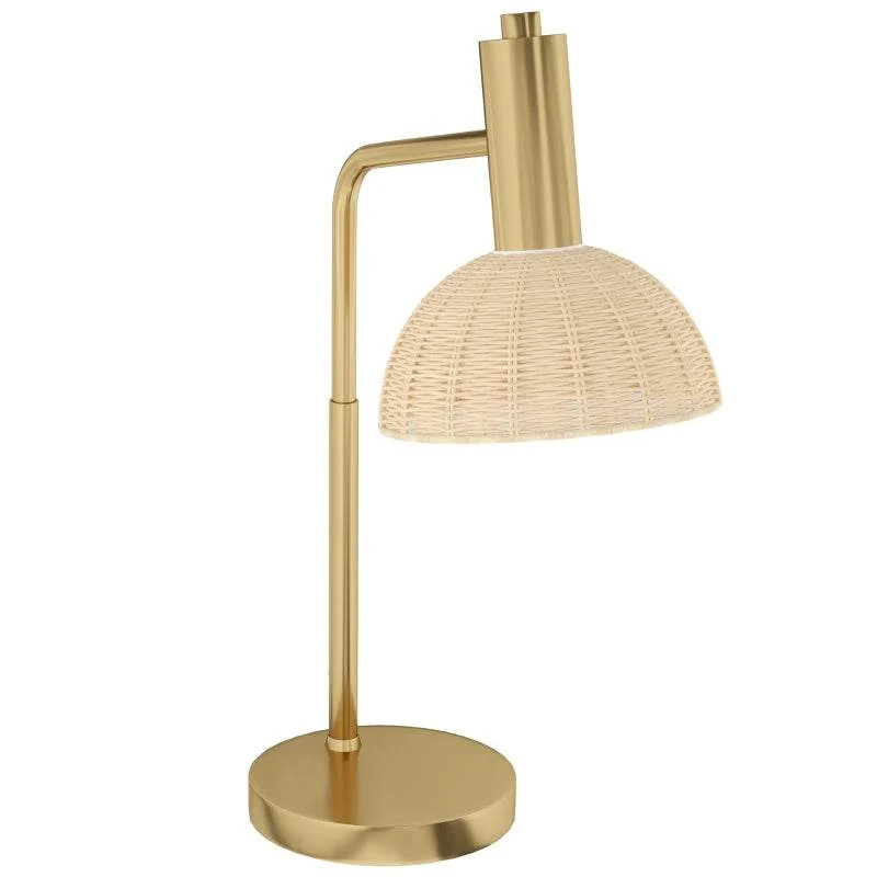 Tischlampe inkl. LED-Birne Bronze+Rattan