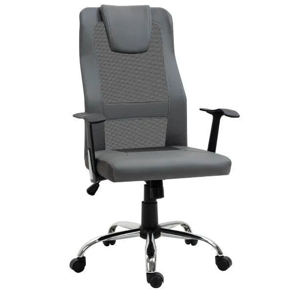 Bürostuhl höhenverstellbar Chefsessel Gaming Stuhl ergonomisch PU grau
