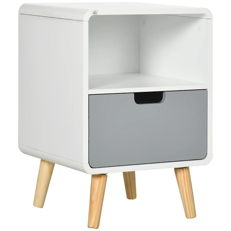 Nachttisch Nachtkommode Nachtschrank mit Schublade Weiss