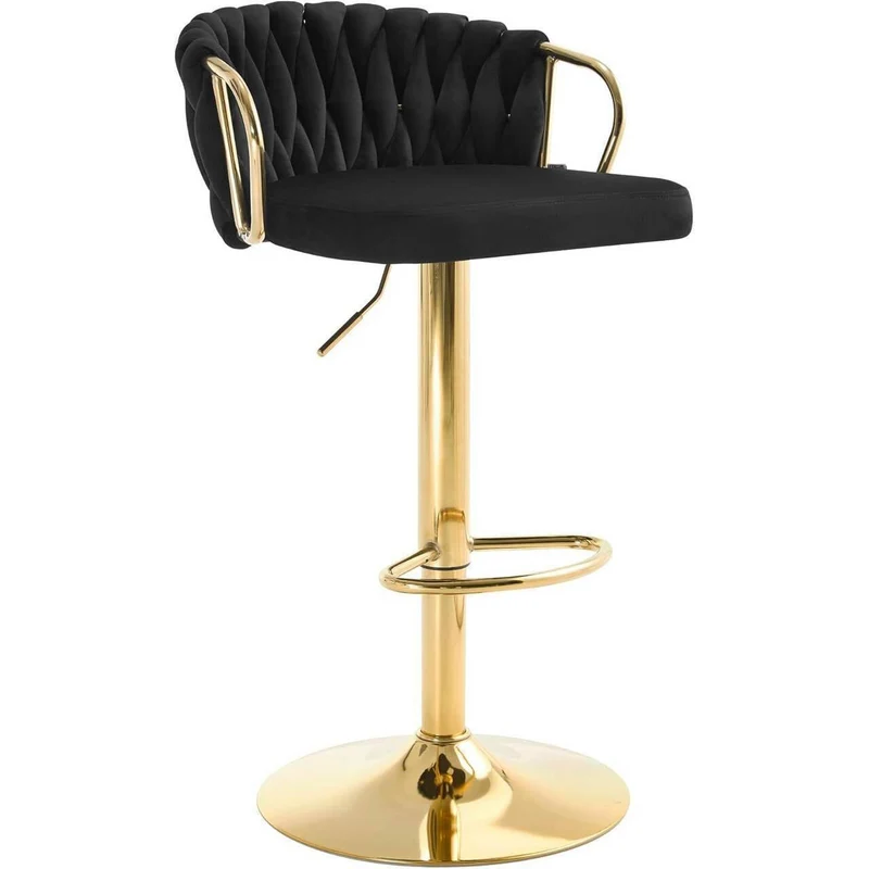 Barhocker Samtstuhl Fussstütze Gold Schwarz