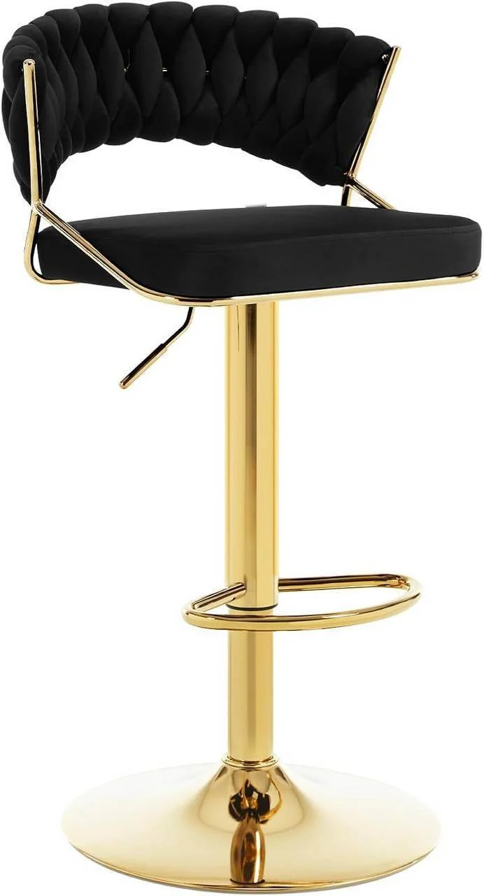 Barhocker höhenverstellbar Samt Metall Gold Schwarz