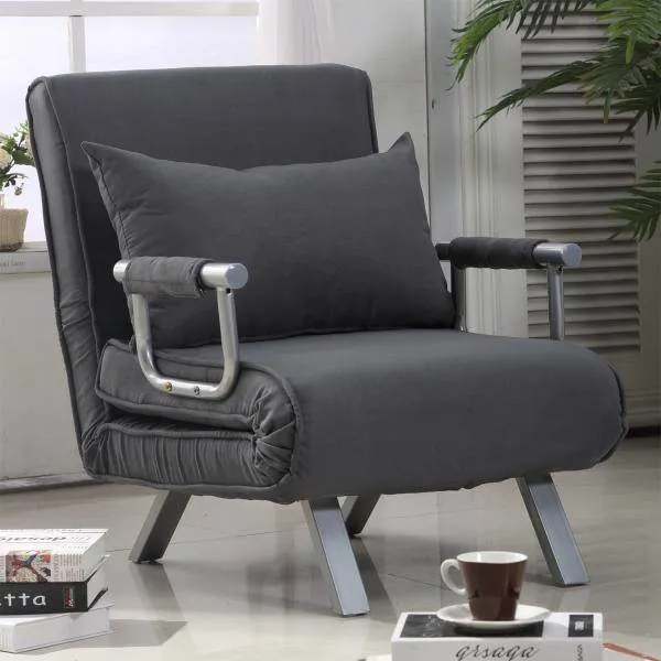 Schlafsofa mit Armlehne 3-in-1 Schlafsessel Gästebett Klappbett Chaiselongue Grau