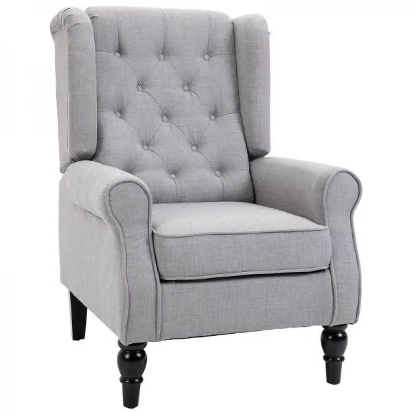 Einzelsessel Relaxsessel Ohrensessel Akzentsessel mit Tufting Polyester Grau