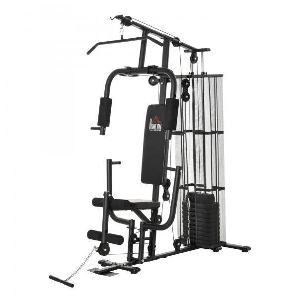 Gym Kraftstation Fitnessstation Multigym Fitnessgerät inkl. Gewichten Metall PU