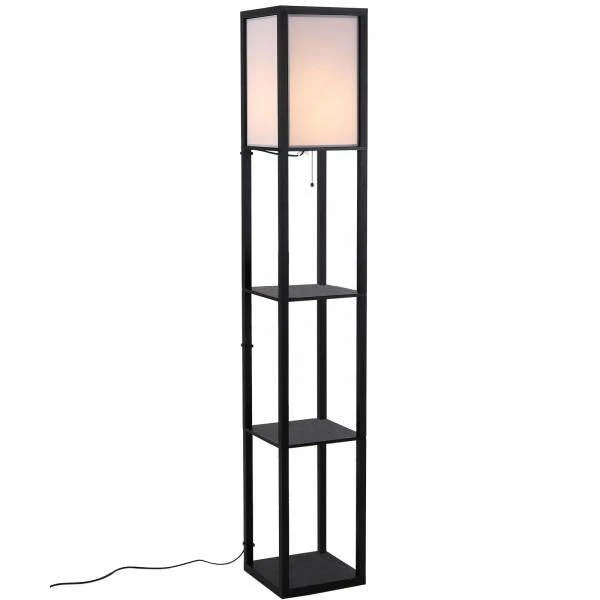 Stehleuchte Stehlampe E27 bis 40W Holz Schwarz