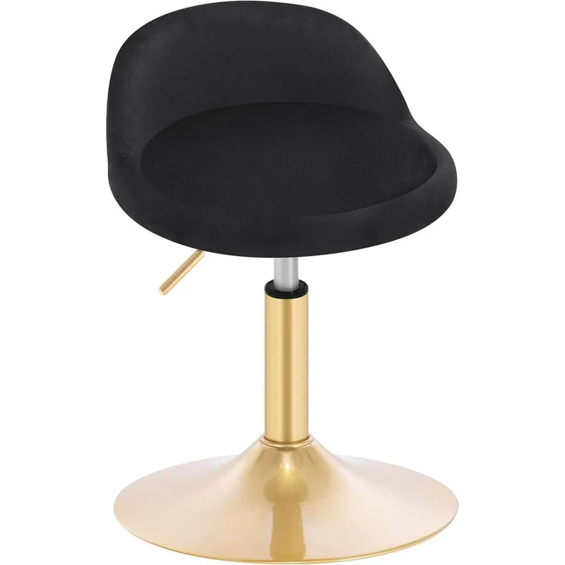 Schminkhocker höhenverstellbar Drehhocker, Samt Schwarz+Gold