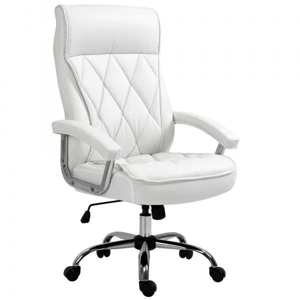 Bürostuhl Drehstuhl mit Wippenfunktion modern PU-Leder Weiss