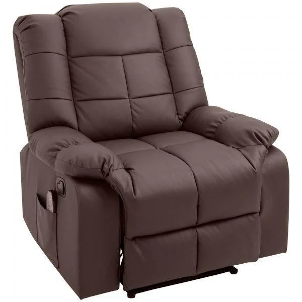Massagesessel Fernsehsessel Relaxsessel mit Massagefunktion Holz Metall Schaumstoff Braun