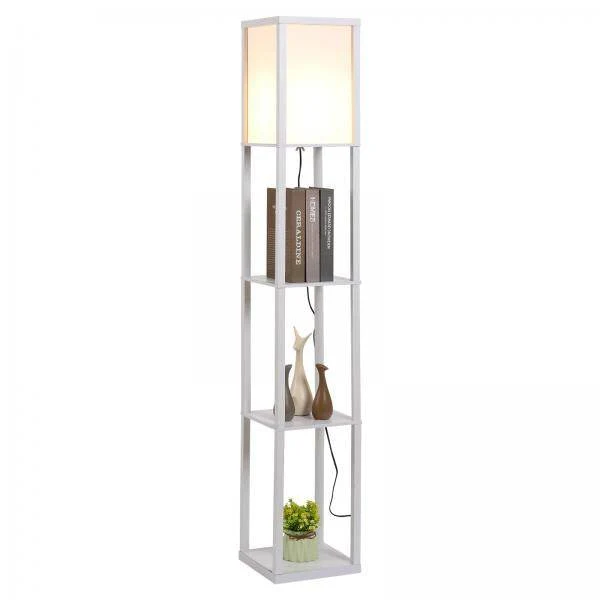 Stehleuchte Beleuchtung mit 3 Regalen E27 bis 40W E1-MDF Weiss