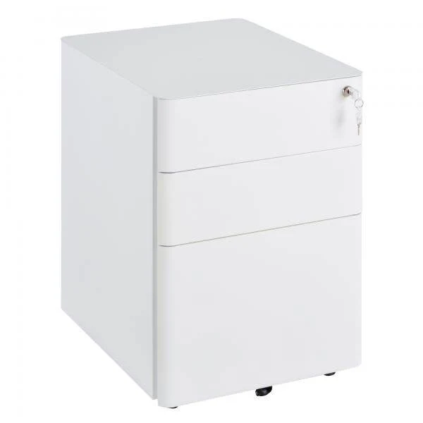 Rollcontainer mobiler Aktenschrank mit 3 Schubladen weiss