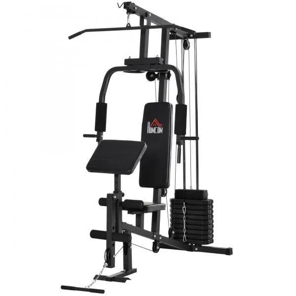 Kraftstation Fitnessstation Multigym inkl. Gewichten Stahl Schwarz