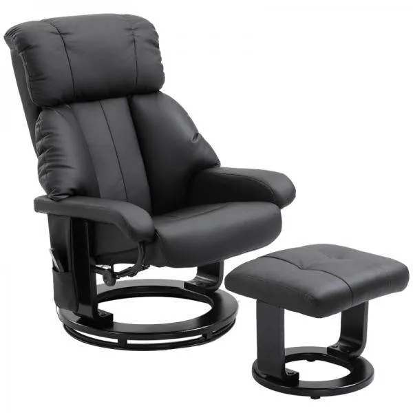 Relaxliege mit Liegefunktion Fernsehsessel mit Hocker Massage Schwarz