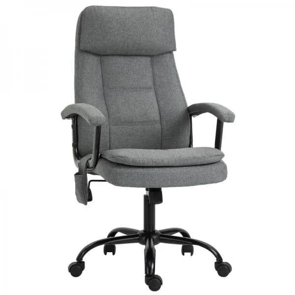 Bürostuhl höhenverstellbarer mit Massagefunktion, ergonomischer Drehstuhl Leinen-Gefühl Grau