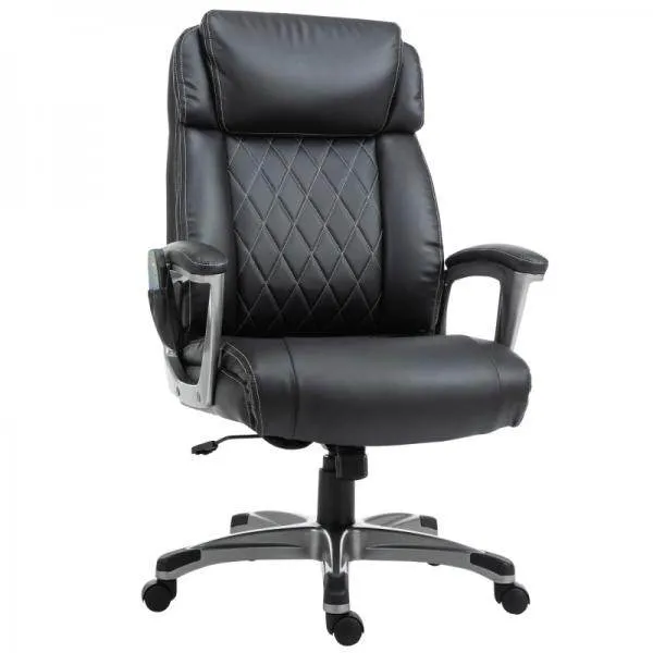 Massage-Bürostuhl 6-Punkt-Massage-Drehstuhl mit gewölbter Kopfstütze und Armlehne, schwarz