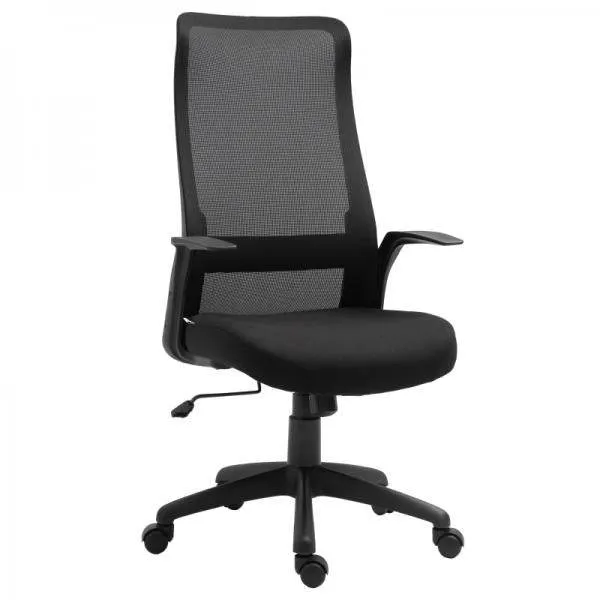 Bürostuhl Kopflehne höhenverstellbarer ergonomisch 360°-Drehräder Schaumstoff Nylon Schwarz