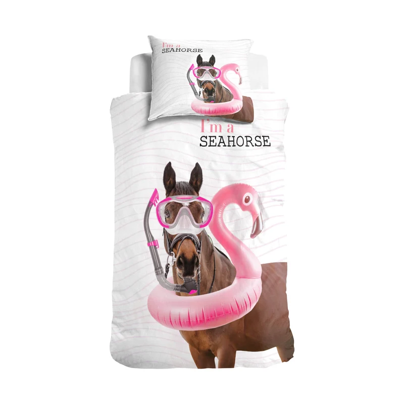 Bettbezug I'm a Seahorse Weiss 140 x 220 cm