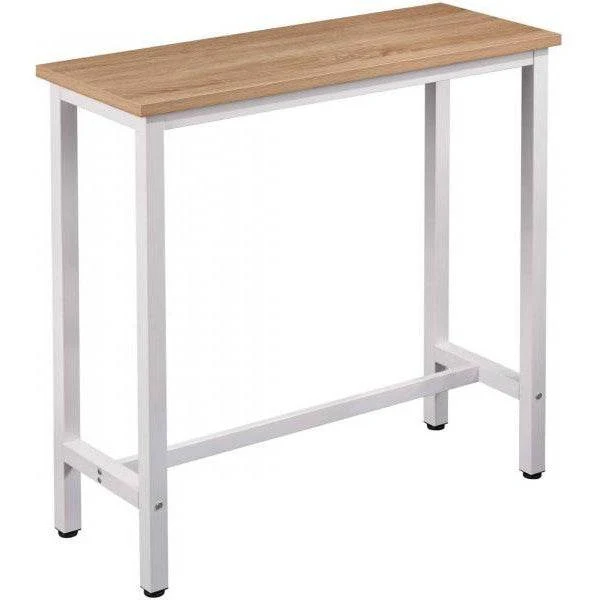 Bartisch aus Metall, Tischplatte aus MDF, 100x40x100 cm eiche hell