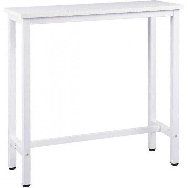 Bartisch aus Metall, Tischplatte aus MDF, 100x40x100 cm weiss