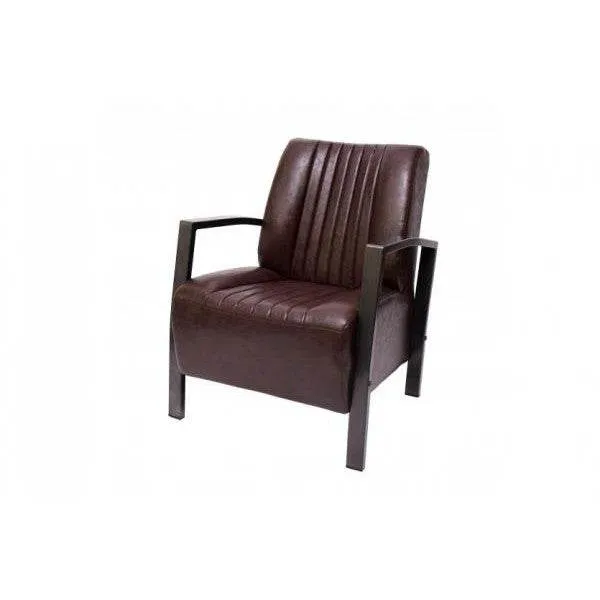 Sessel Loungesessel Polstersessel Relaxsessel, Metall Industriedesign - vintage braun