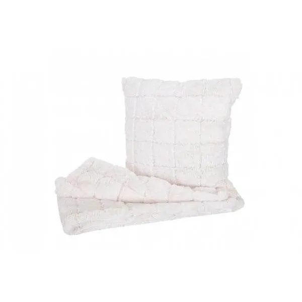 Set Wohndecke + Deko-Kissen Karo, Kuscheldecke Sofadecke Zierkissen+Füllung, flauschig Fellimitat