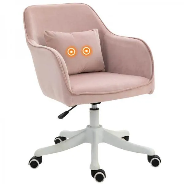 Bürostuhl mit Vibrationsfunktion USB-Schrittstelle Massagefunktion Lendenkissen höhenverstellbar Rosa