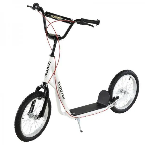 Kinderroller Scooter Tretroller Cityroller Kickscooter Kickboard mit Luftreifen Faltbar 16 Zoll Weiss